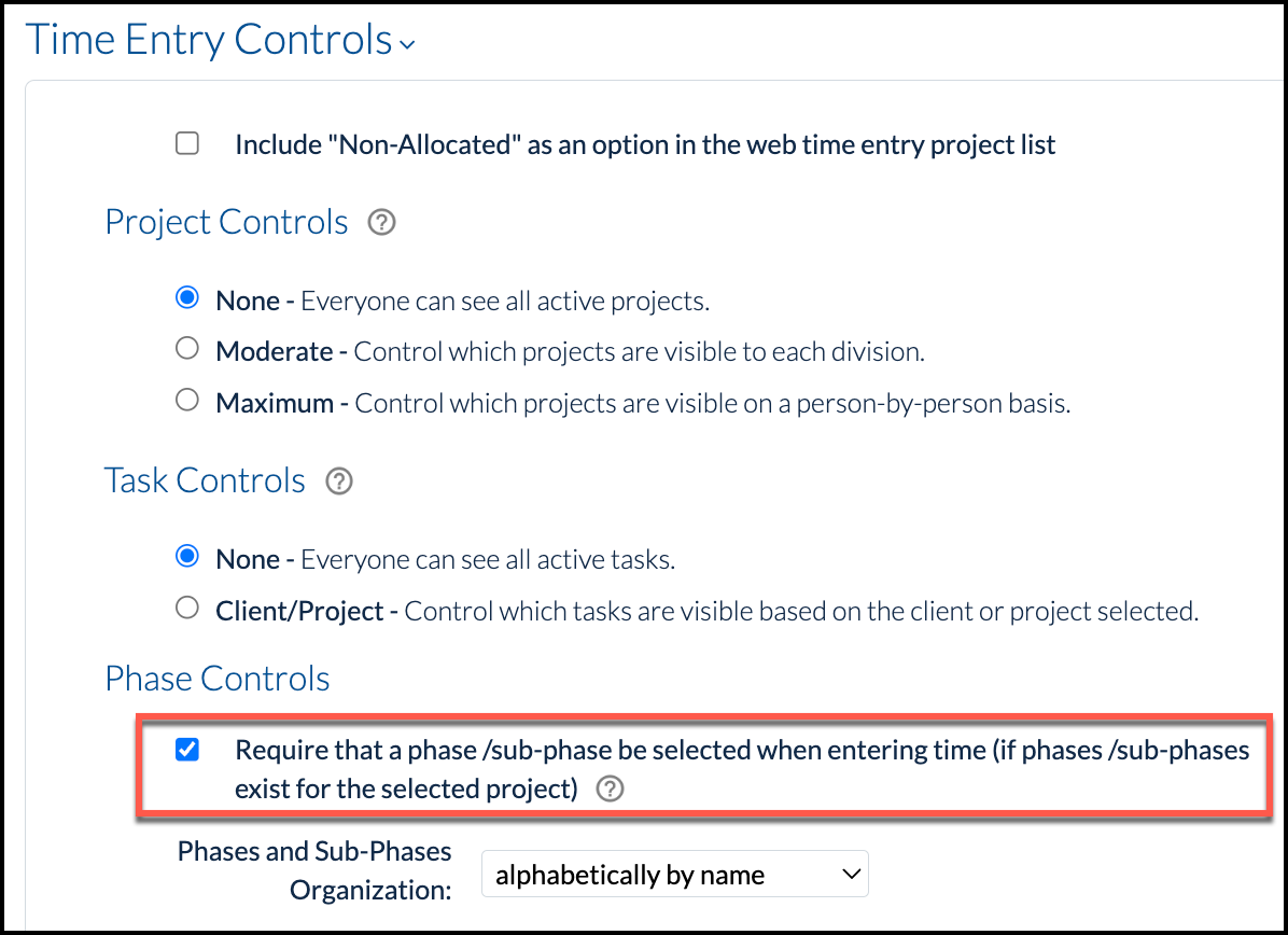 Using the Phases (SubProjects) Module ClickTime Support