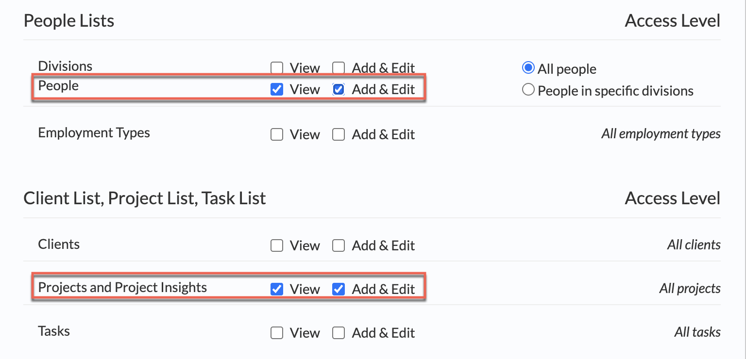 Add & Edit People & Projects permission