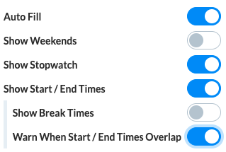 Day View Options menu