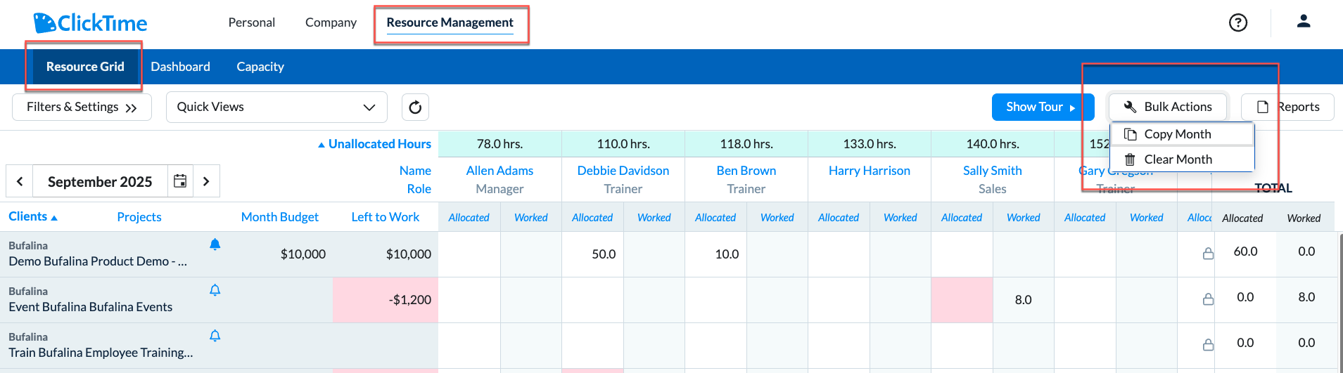 Bulk Actions dropdown in RM Grid