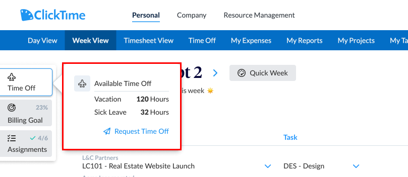 Leave Availability panel