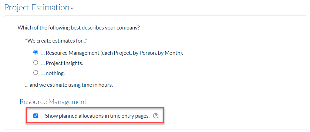 Company preference to hide allocations