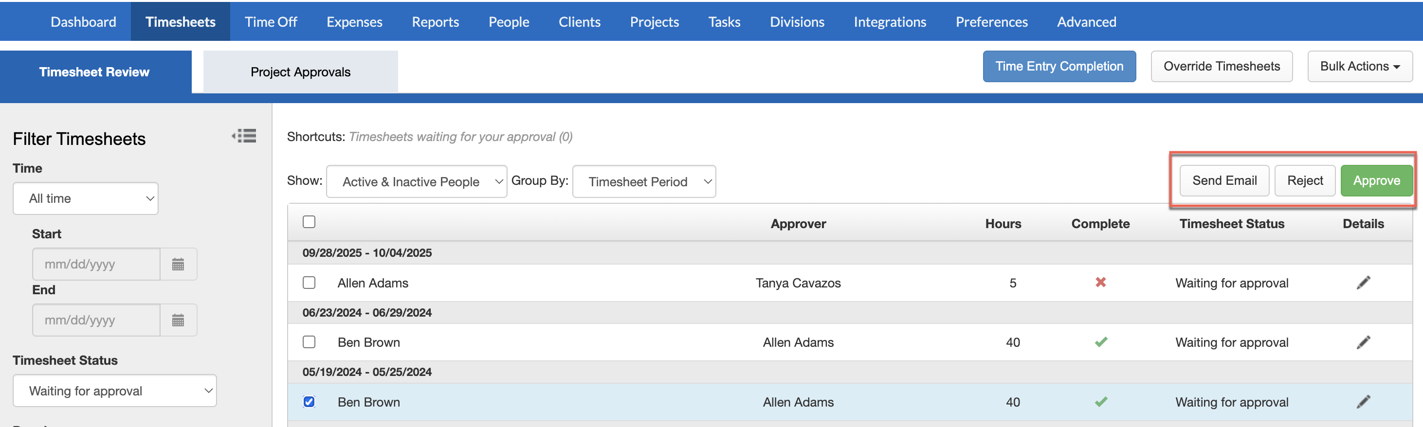 Send Email and actions toolbar