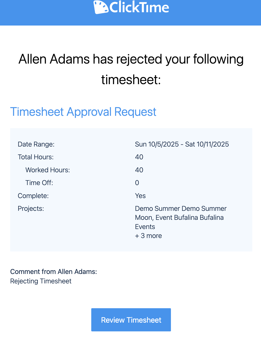Reviewing & Approving Timesheets (Managers & Admins) – ClickTime Support