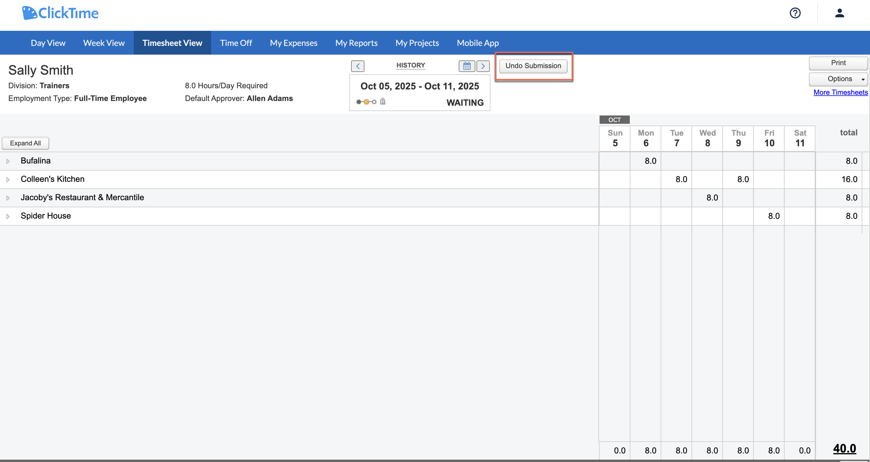 Undo Submission examples