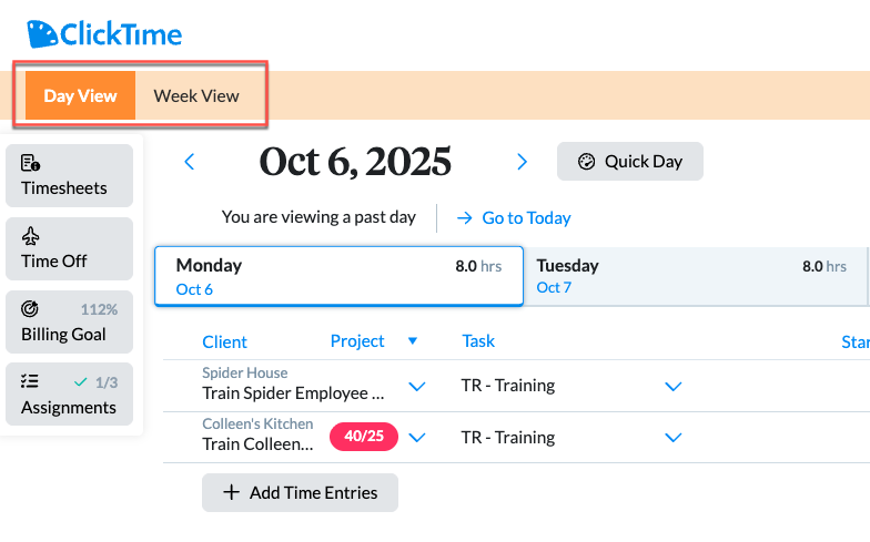 Toggle between Day and Week View while overriding