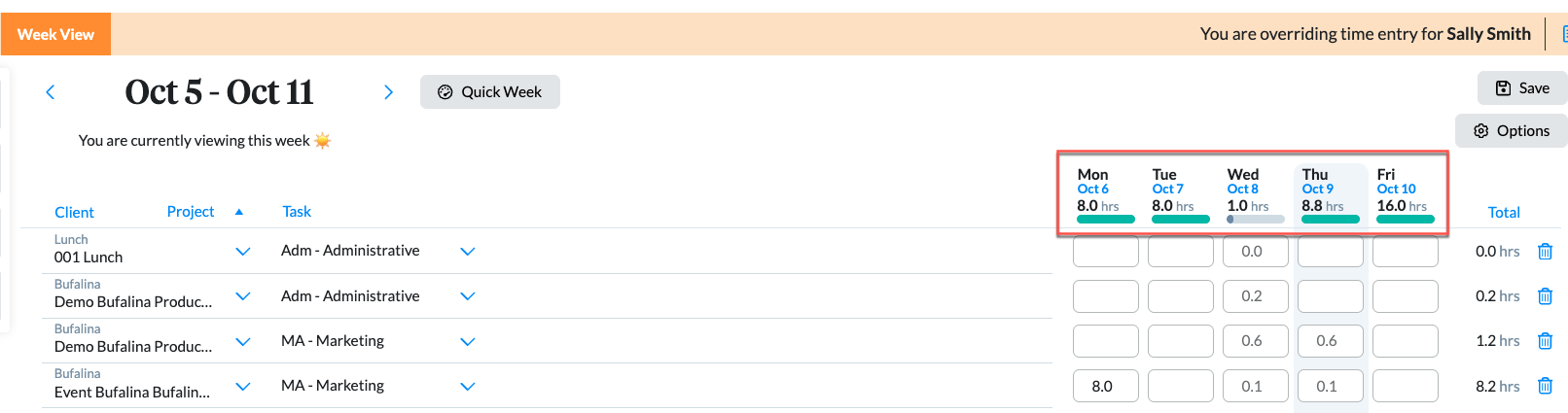 Weekly completion indicator
