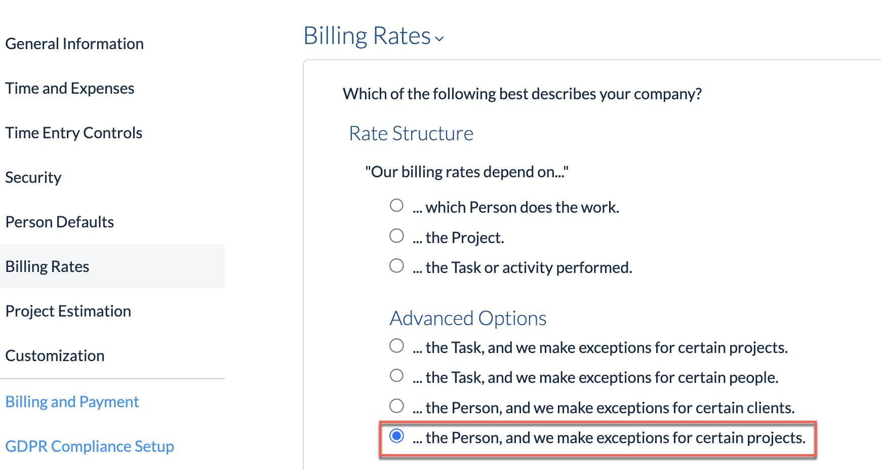 Per-person override on Project billing