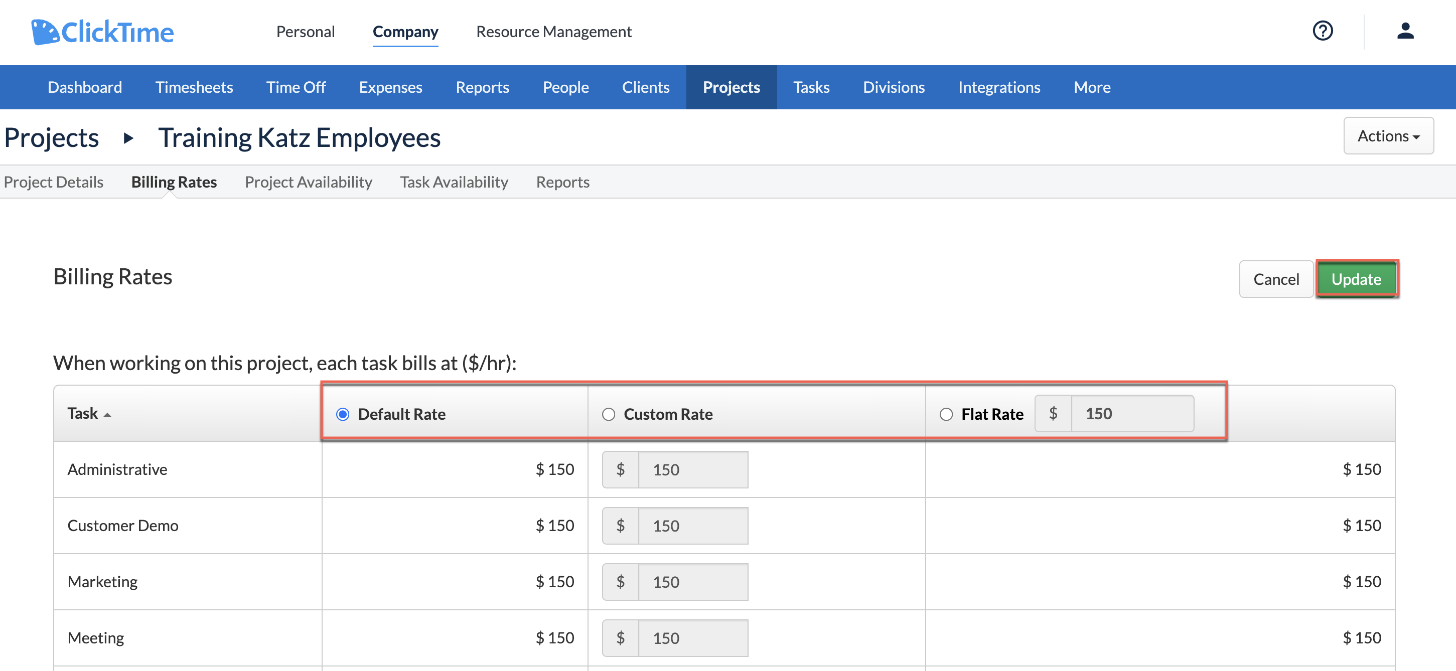Per-task custom and flat rate examples