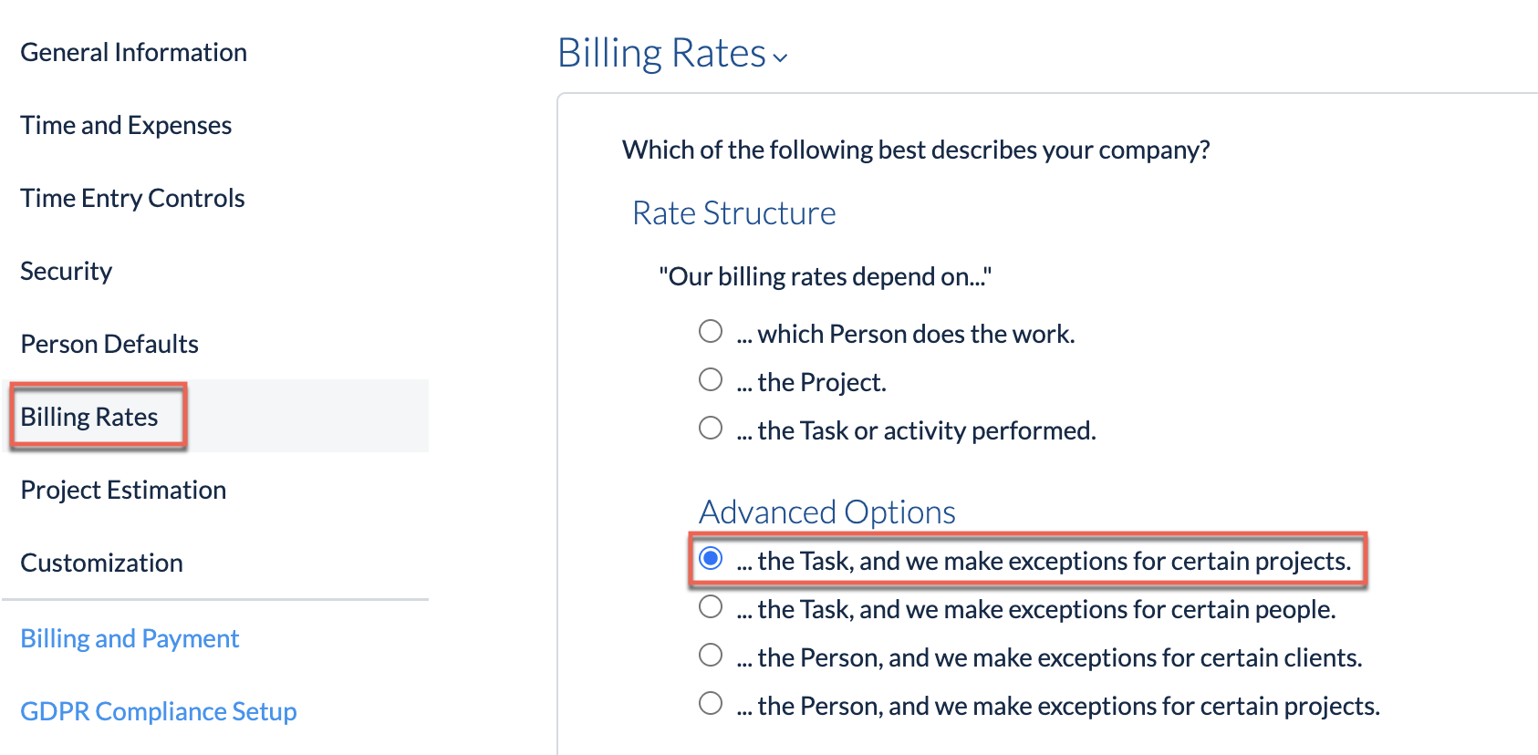 Per-person override table for Task billing (Task model with exceptions for people)