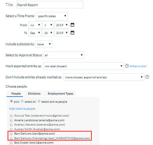 Report example showing historical vs. new records