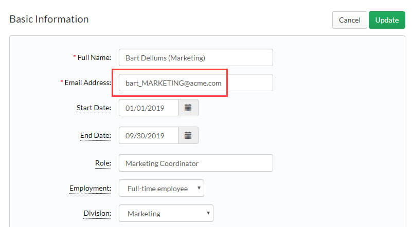 Update email to mark historical Division