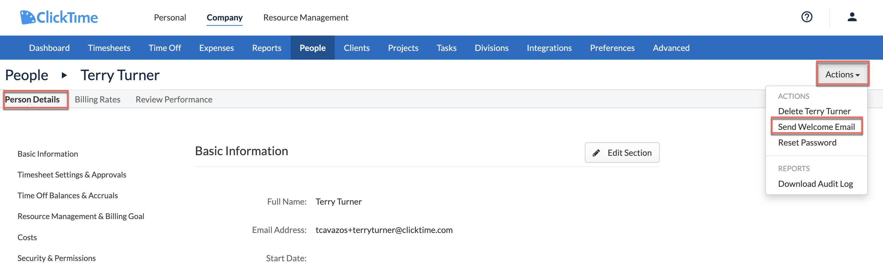 Actions: Send Welcome Email