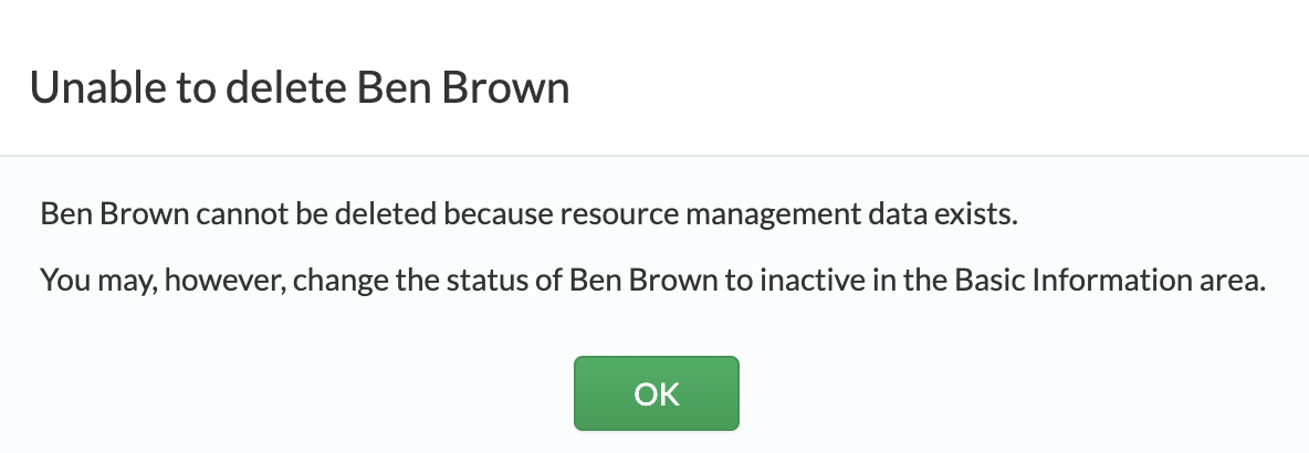 Unable to delete user message