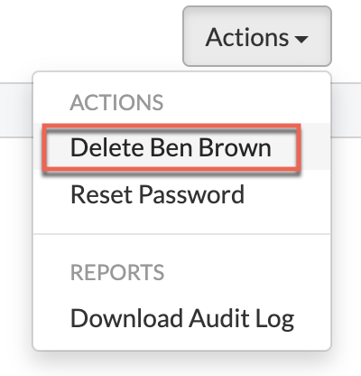 Confirm Delete from Actions menu
