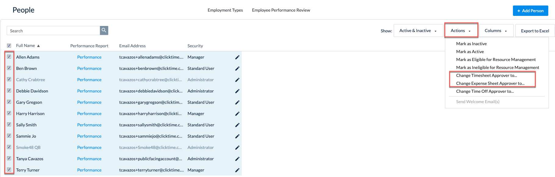 Change Approver action