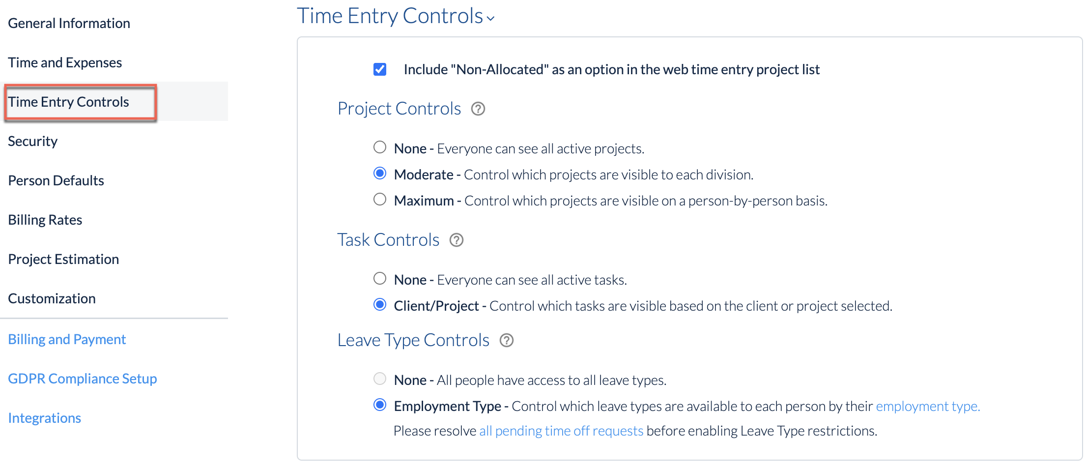 Company Preferences: Time Entry Controls – ClickTime Support