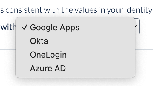 Identity Provider dropdown example