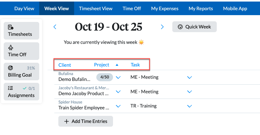 Terminology labels appearing in report filters