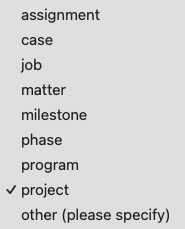 Terminology example for sub-category