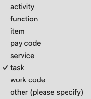 Terminology example for activity labels