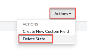 Actions menu with Delete option