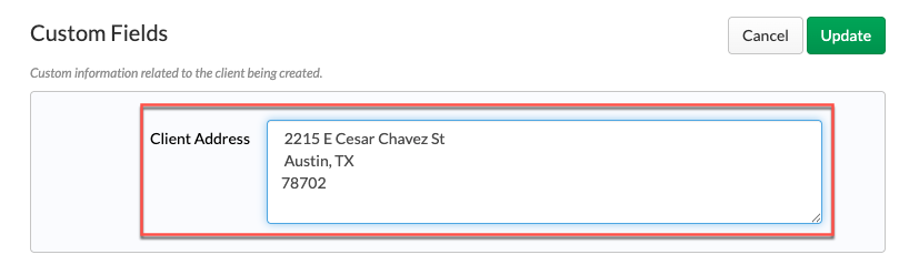 Long Text example on a detail page