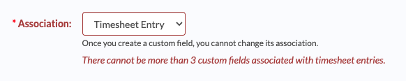 Error message when more than 3 Time Entry custom fields are selected