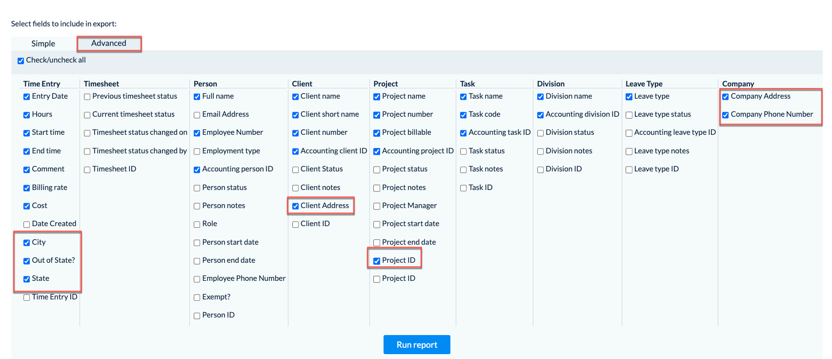 CDE Advanced section including Custom Fields