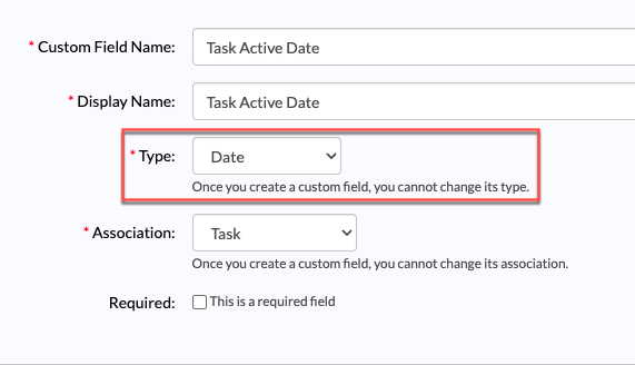 Date field configuration