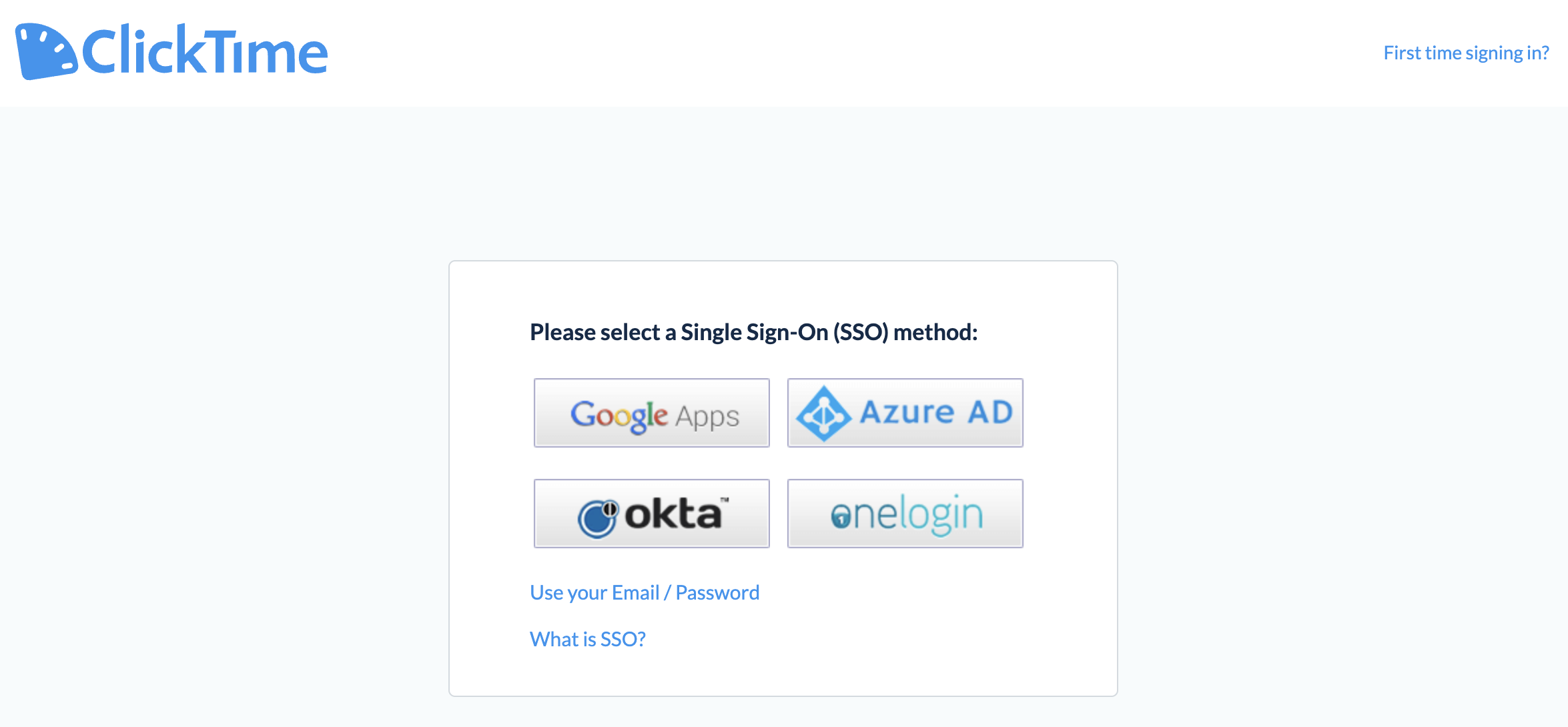 Choose your SSO provider (Google, Azure, Okta, OneLogin, Custom)