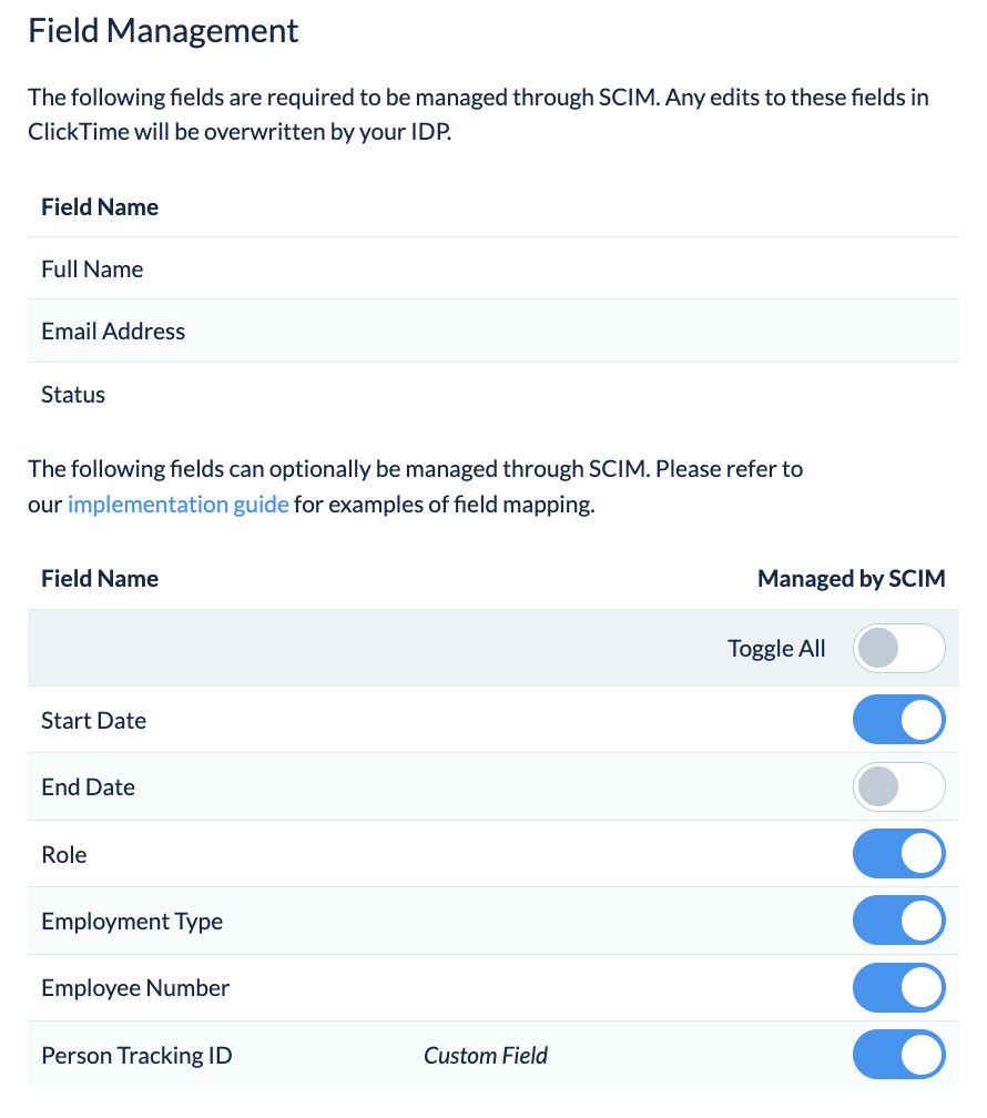 Select SCIM-managed fields