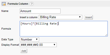 Report Builder formula column configuration