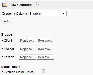 Report Builder grouping configuration