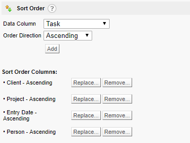 Report Builder sort configuration