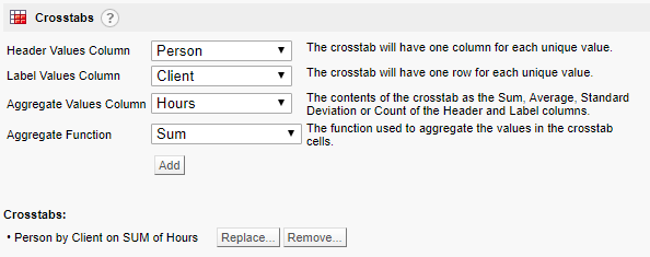 Crosstab configuration