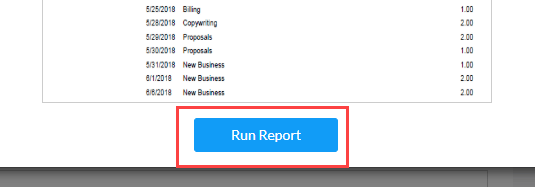 Run Report button on the report preview