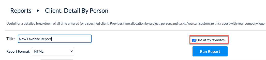 One of my favorites checkbox on the Report Criteria page