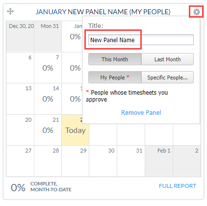 Rename Panel option in a dashboard panel gear menu