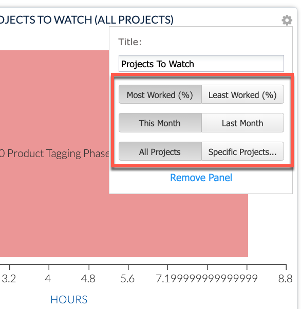 Projects to Watch panel settings dialog