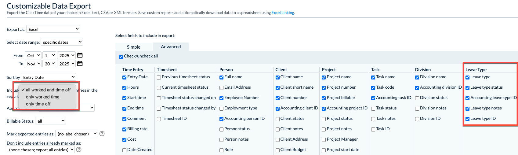 Time Off Reporting Hub – ClickTime Support