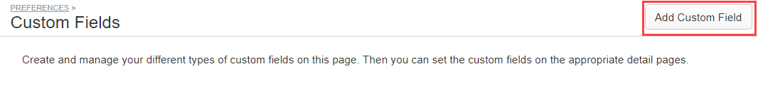 Add Custom Field link on Custom Fields page