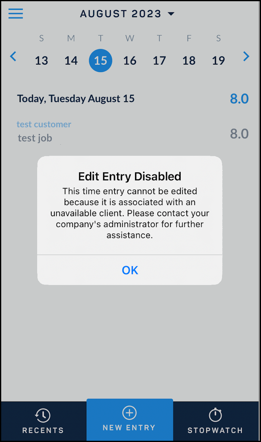 Mobile Error Messages and Known Issues – ClickTime Support
