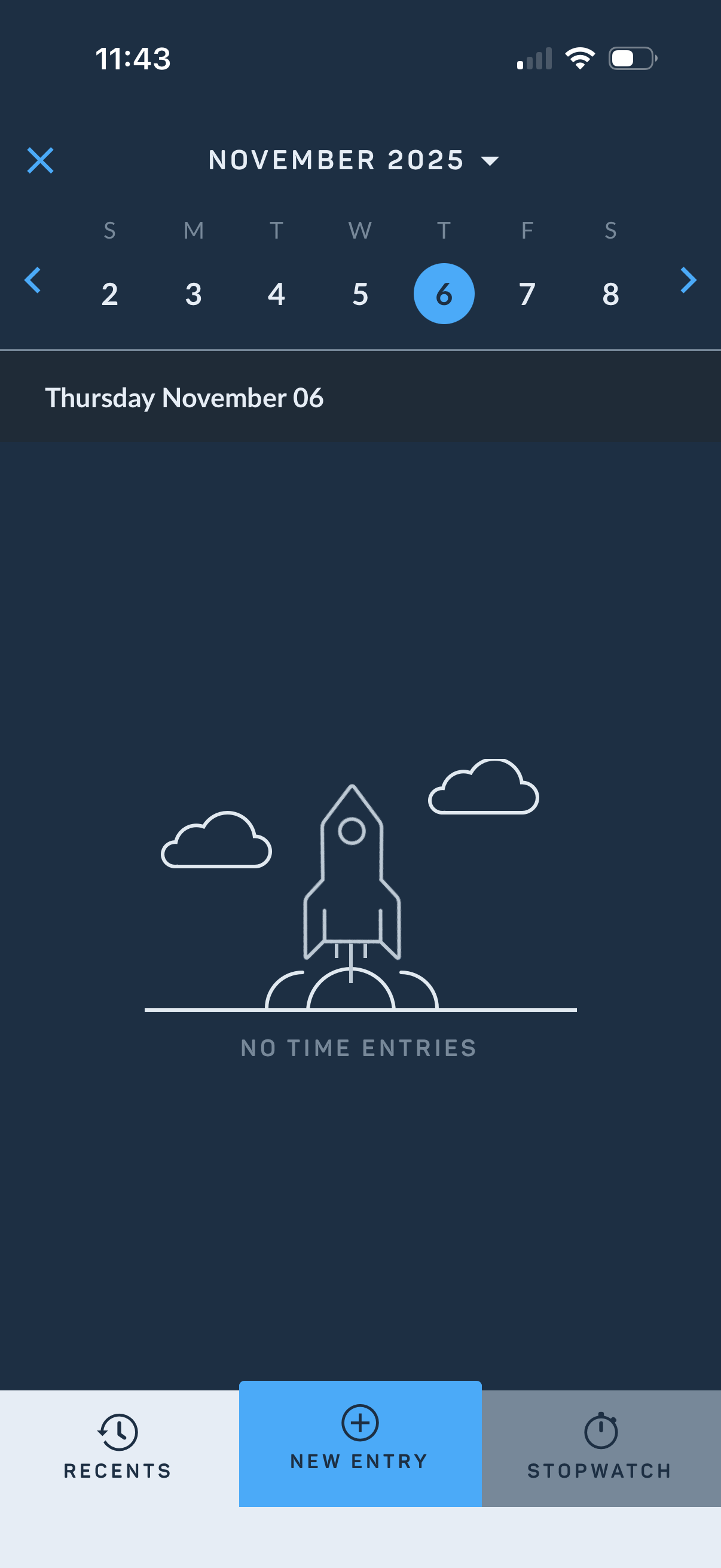 Dark mode example - timesheets