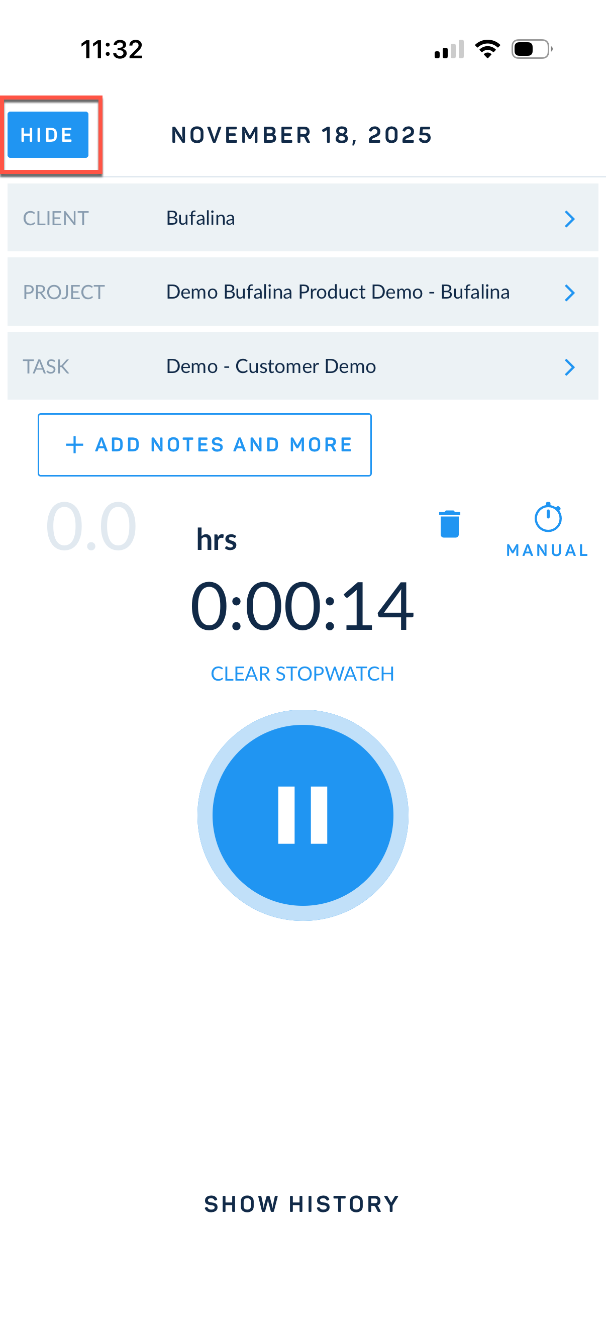 Hide stopwatch to continue using app