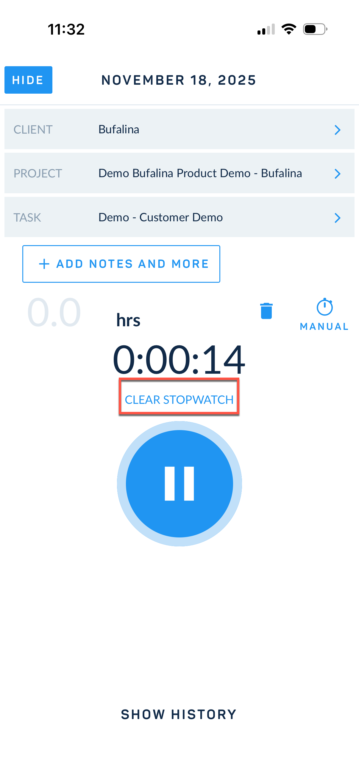 Clear Stopwatch option