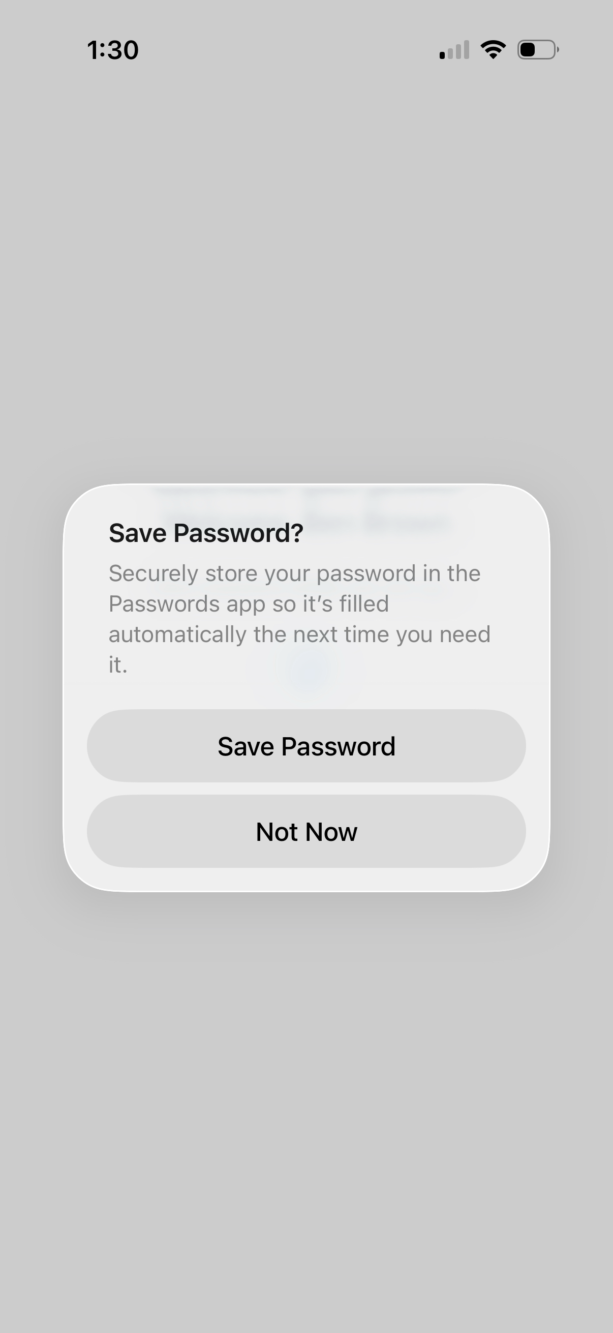 Saved password options on login