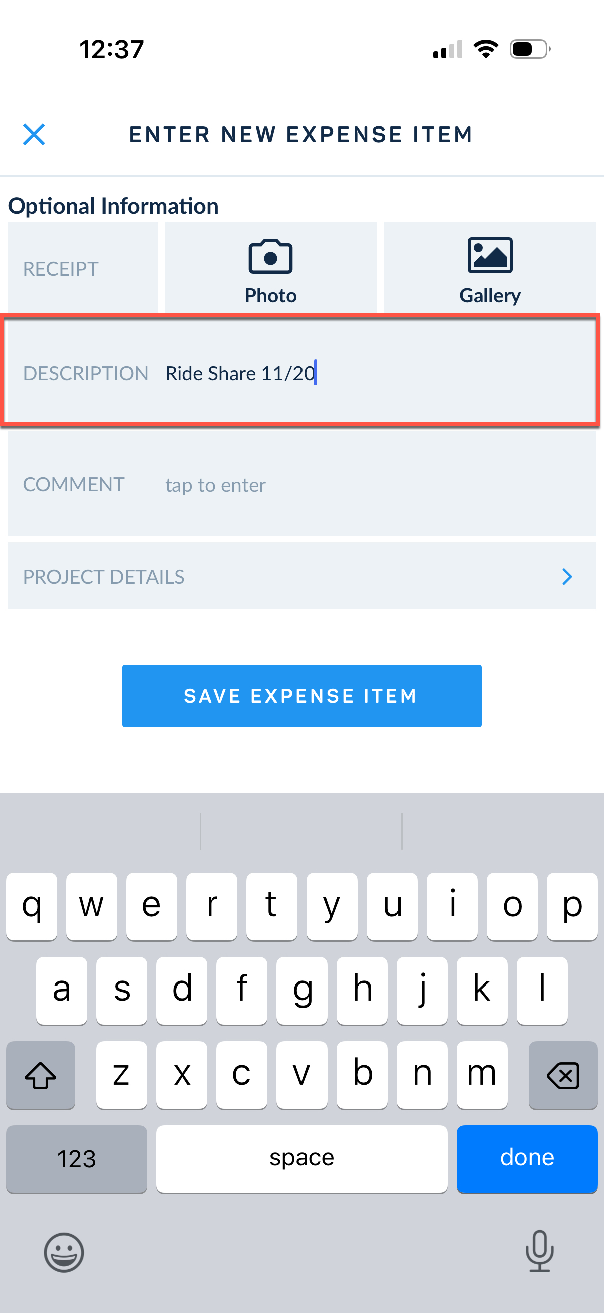 Description field