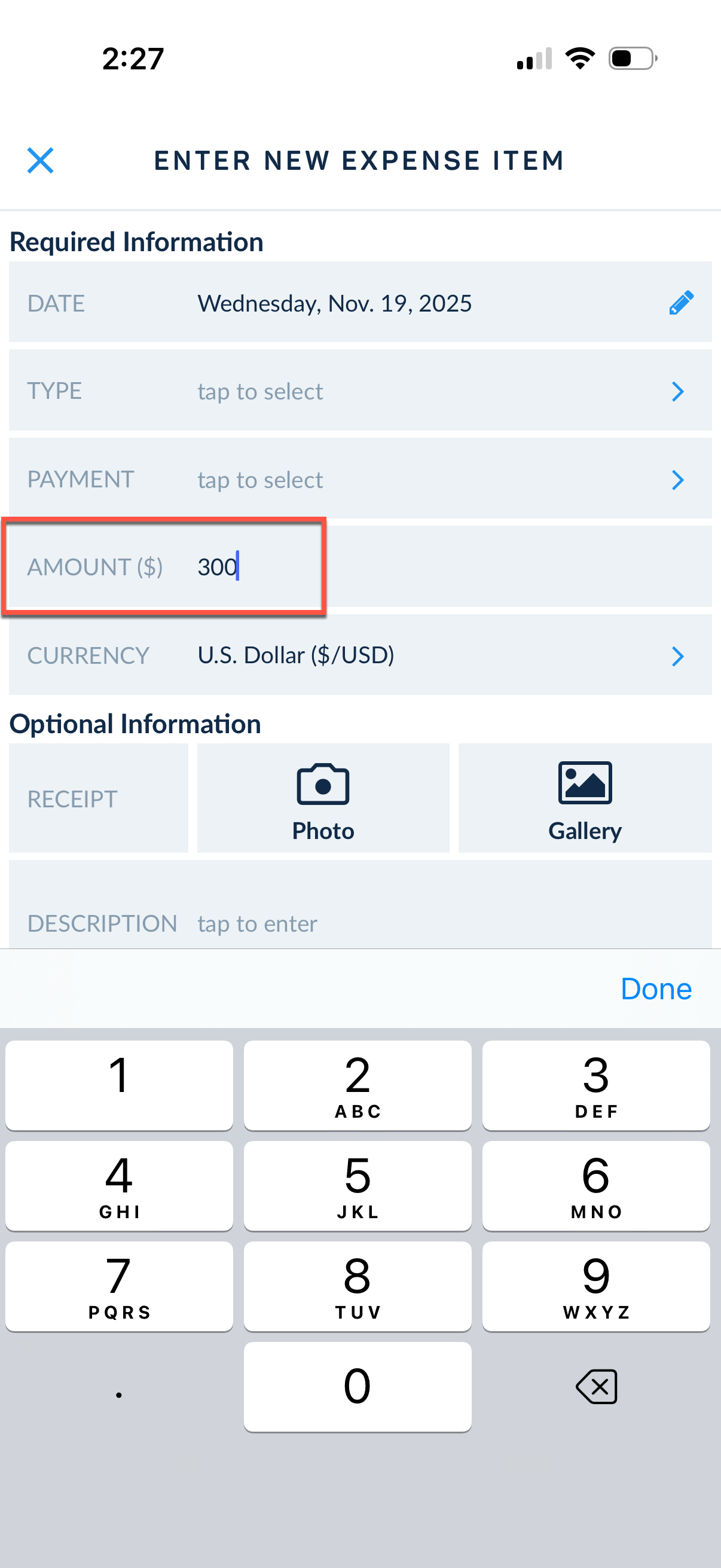 Tap currency option