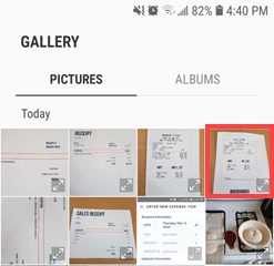 Select receipt from gallery